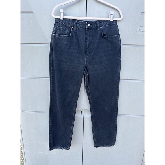 We the Free Lucia Ankle Crop Black Jeans Straight High Rise Button Fly Sz 31 - Picture 1 of 12